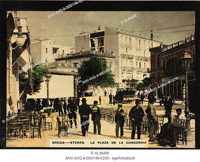 Animated view of Piazza della Concordia in Athens, shot 1900 ca