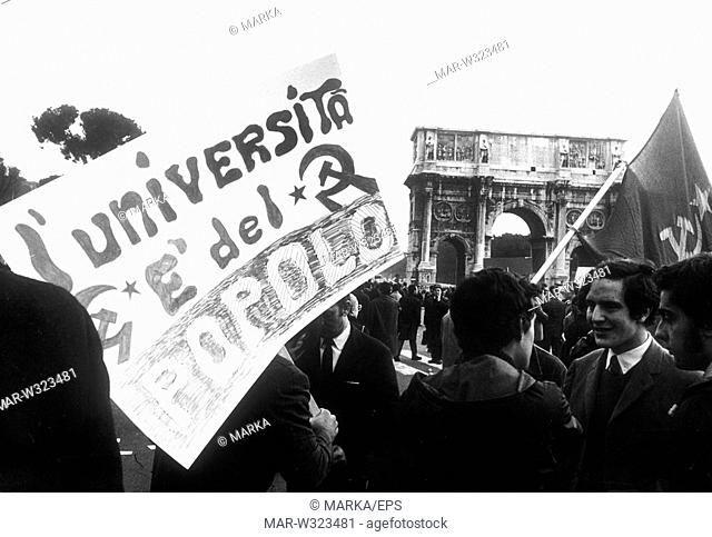 roma 1968, manifestazione studentesca, studenti di sinistra