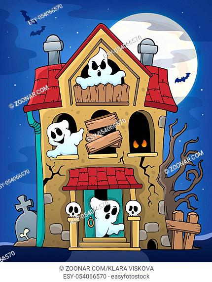 Haunted house with ghosts theme 2 - picture illustration