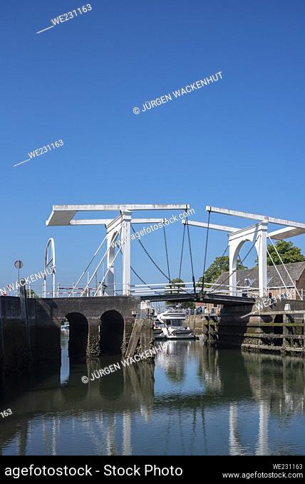 Canal bridge at Oude Haven, Zierikzee, Zeeland, Netherlands, Europe