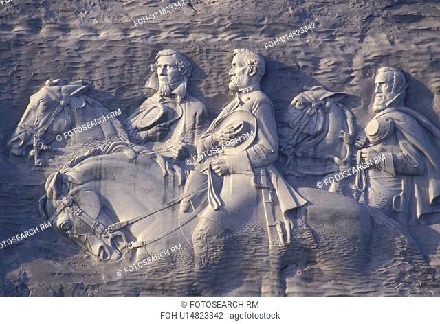 carving, Confederate Memorial Carving, Stone Mountain, Atlanta, GA, Georgia, The Confederate Memorial Carving of President Jefferson Davis