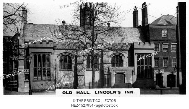 'Old Hall, Lincoln's Inn', London, c1920s. The hall was built in about 1490. Cigarette card produced by the Westminster Tobacco Co Ltd