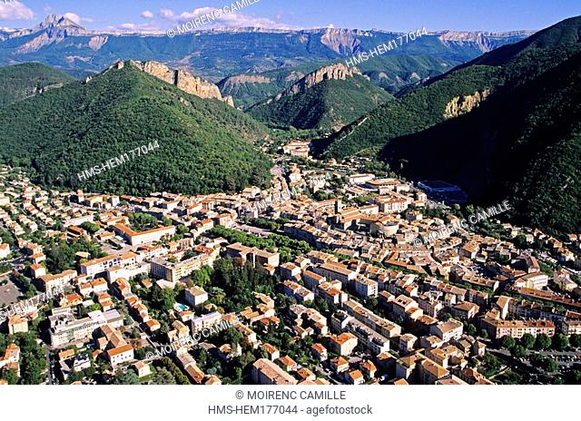 France, Alpes de Haute Provence, Digne les Bains aerial view