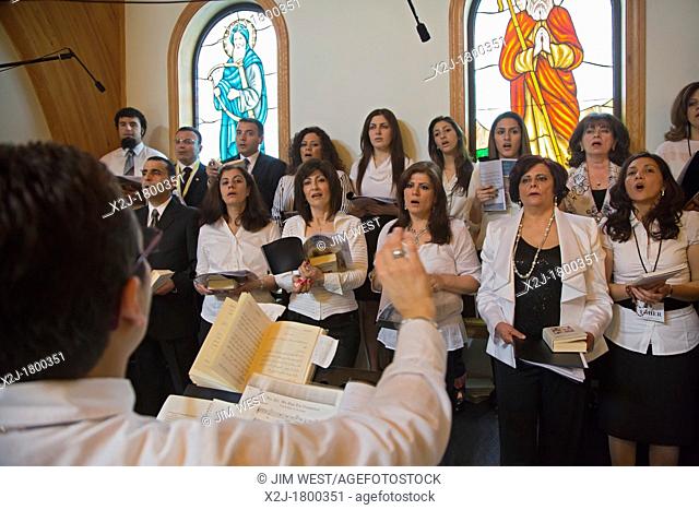Warren, Michigan - The choir sings during celebration of the Divine Liturgy at St  Sharbel Maronite Catholic Church