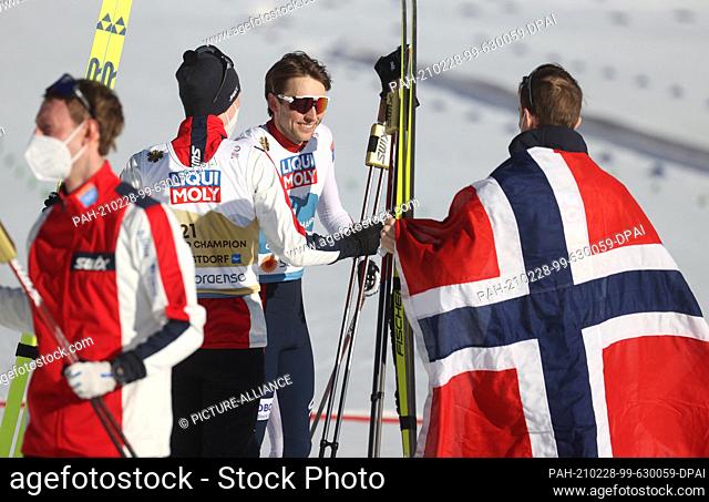 28 February 2021, Bavaria, Oberstdorf: Nordic Skiing: World Championships, Ski Jumping - Mixed Team Jumping, Mixed, 1st round