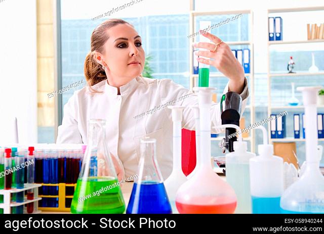 Female chemist working in medical lab