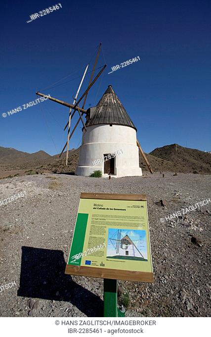 Windmill in the Parque Natural de Cabo de Gata-Nijar, Andalusia, Spain, Europe