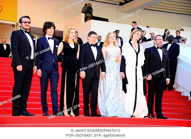 Arriving on the red carpet for the film 'Bacalaureat' Crew of the film: Rares Andrici, Malina Manovici, Cristian Mungiu, Maria-Victoria Dragus, Adrian Titieni