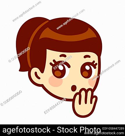 Surprised girl face with hand covering mouth. Cute cartoon anime character  with shocked Oops, Stock Vector, Vector And Low Budget Royalty Free Image.  Pic. ESY-058447289 | agefotostock