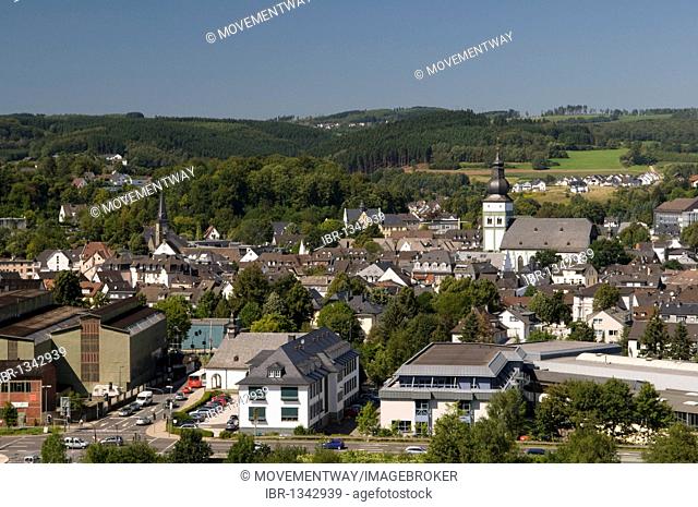 Overlooking Attendorn, Sauerland region, North Rhine-Westphalia, Germany, Europe