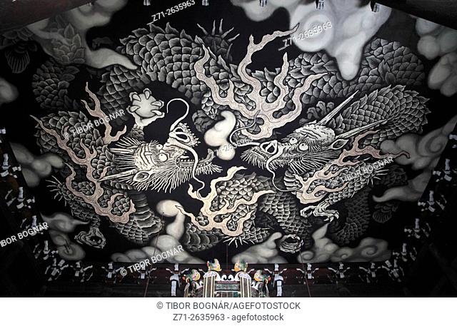 Japan; Kyoto, Kenninji Temple, Dharma Hall, Twin Dragon, painting, by Koizumi Junsaku,