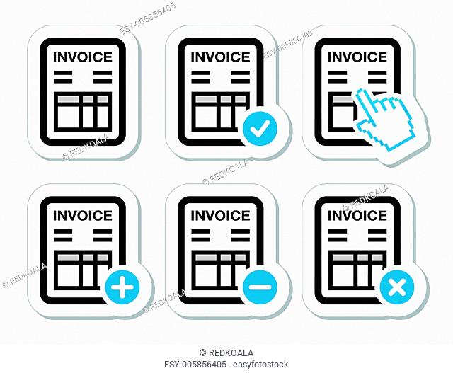 Invoice, finance vector icons set