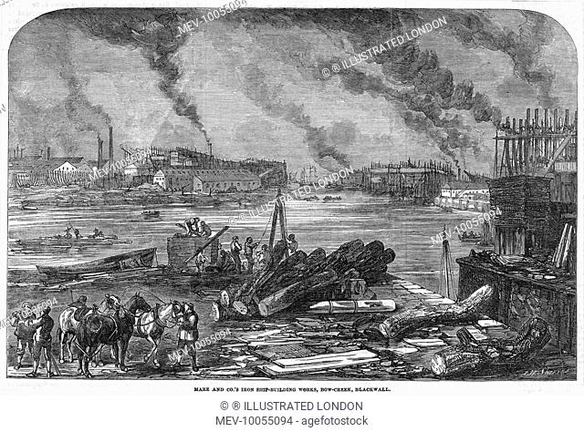 Mare and Company's iron ship- building works, Bow Creek, Blackwall, on the Thames