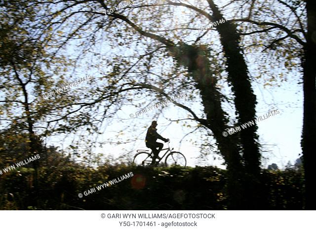 person riding fast bike in countryside