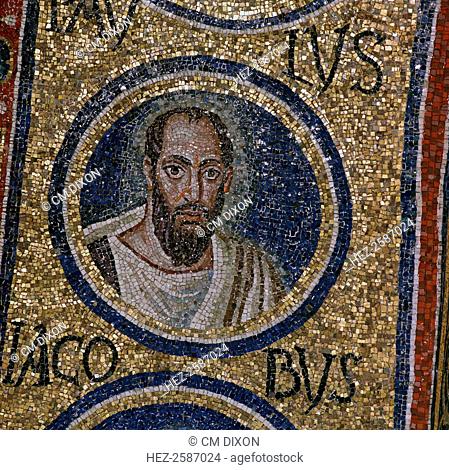 Mosaic detail from the Archbishop's Chapel in Ravenna, showing St Paul (10 - 67 AD), 5th century