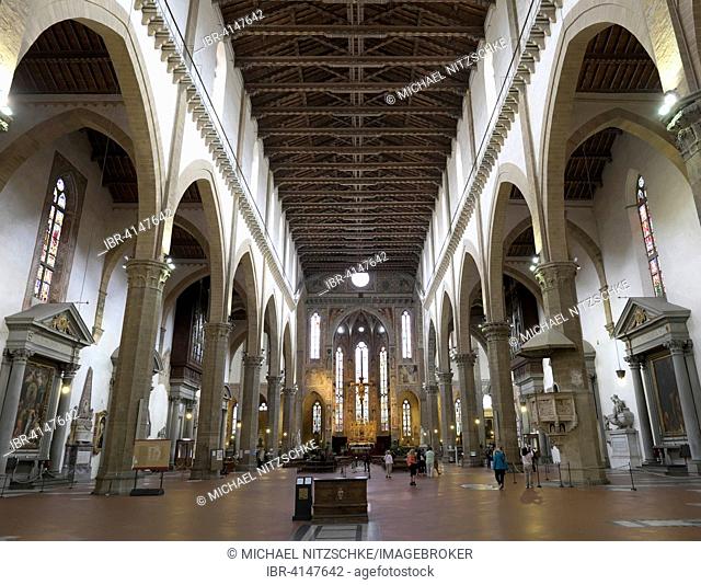 Inside the Franciscan church of Santa Croce, Florence, Tuscany, Italy