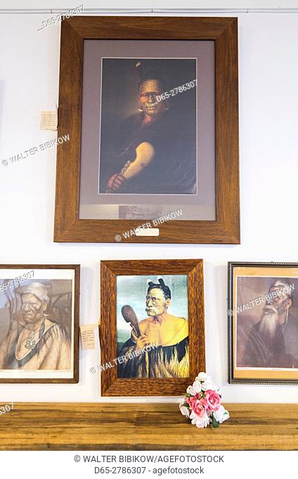New Zealand, North Island, Rangiriri, Rangiriri Heritage Center, paintings of Maori War chiefs