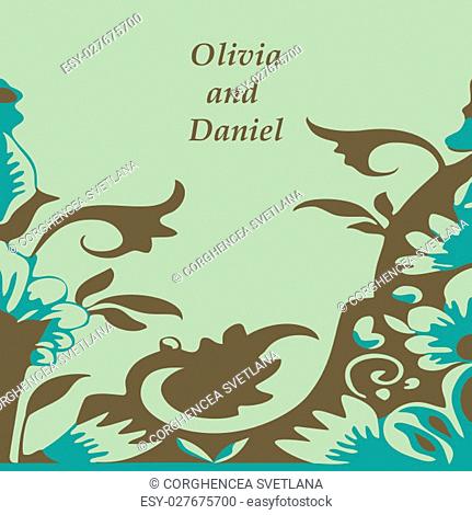 Vector seamless floral border. Element for design. You can place the text in an empty frame. It can be used for decorating of invitations, greeting cards