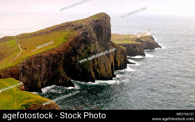 Neist Point lighthouse in Isle of Skye in Scotland, UK