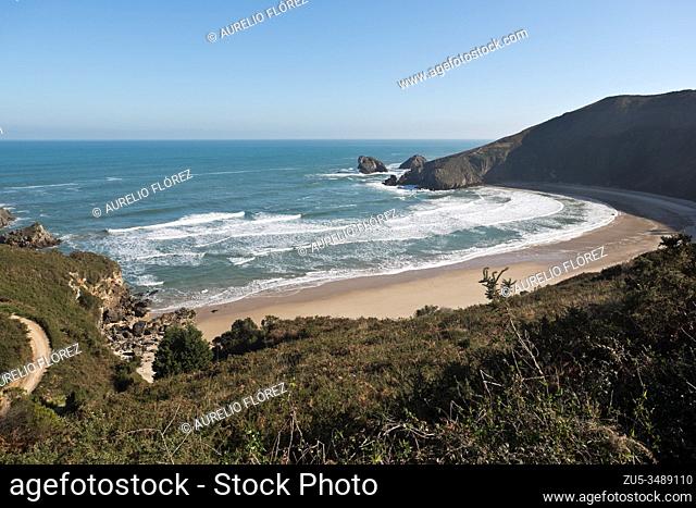 The beach of Torimbia, is located in the town of Niembro, Llanes, Asturias, Spain, Europe. It is a beach that is considered