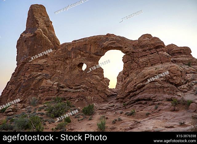 Turret Arch in Arches National Park is locateed in a spectacular section that includes hiking trails to Double Arch and The Windows; an area where a hiker can...