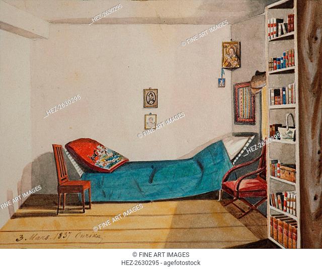 Nikita Muravyov's Room by exile in Irkutsk province, 1837. Artist: Muravyov, Nikita Mikhailovich (1797-1843)