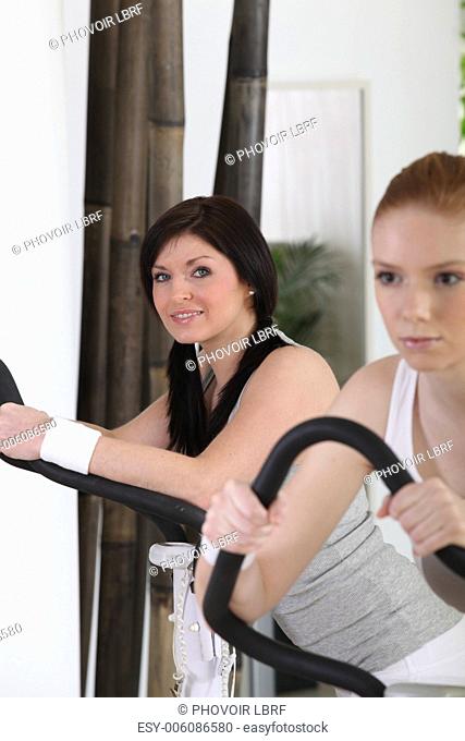 Two women at the gym