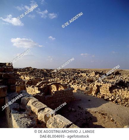 View of the ruins of the ancient Nabataean city of Avdat on the Incense Route (Unesco World Heritage List, 2005), Negev Desert, Israel