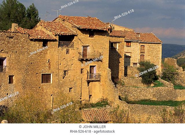Houses at Mirambel, El Maestrazgo in Teruel Province, Aragon, Spain, Europe