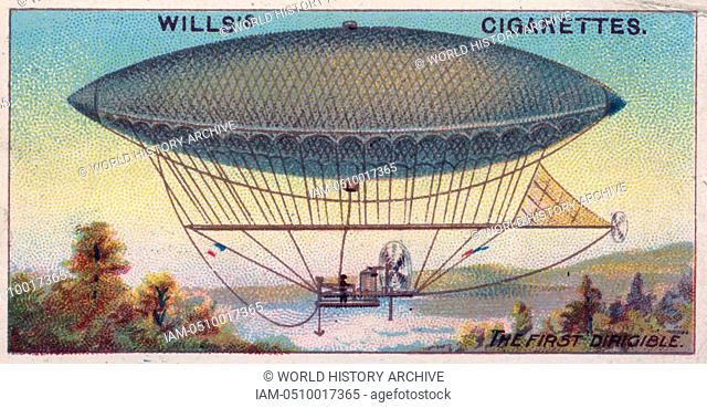 Aviation, 1910: Henri Giffard's (1825-1882) dirigible, the first steerable asirship, 1852