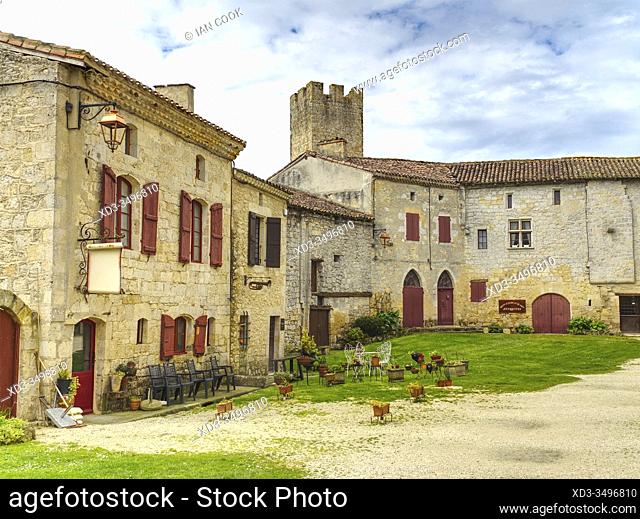 interior of medieval fortified village of Larressingle, Gers Department, Nouvelle Aquitaine, France