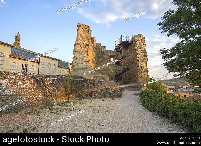 Briones La Rioja Spain on July, 20, 2020: is part of the Most Beautiful Villages in Spain. Tower of the old castle