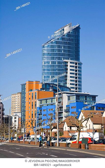 The Number One Tower or Lipstick, Gunwharf Road, Portsmouth, Hampshire, England, United Kingdom, Europe