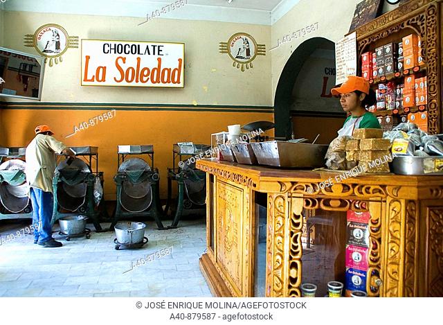 Cocoa mills.Chocolate store. City of Oaxaca. Mexico