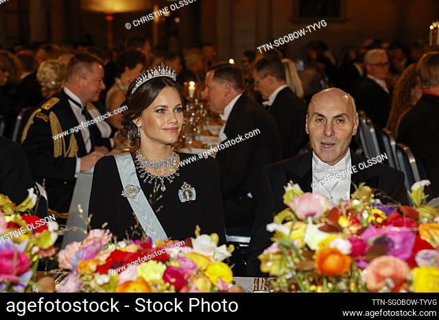 Princess Sofia and the Nobel laureate in physiology or medicine Drew Weissman during the Nobel banquet in the Stockholm City Hall on Sunday