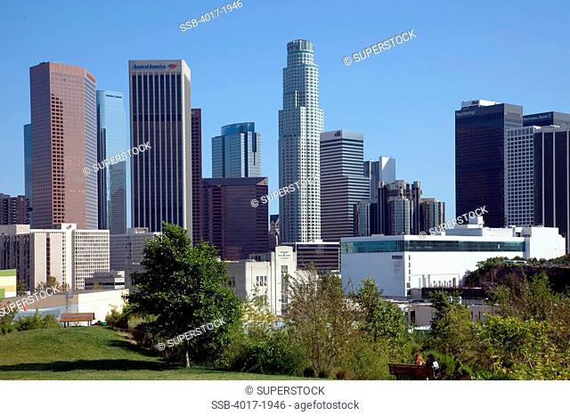 LA Skyline from Vista Hermosa Park, Los Angeles, California