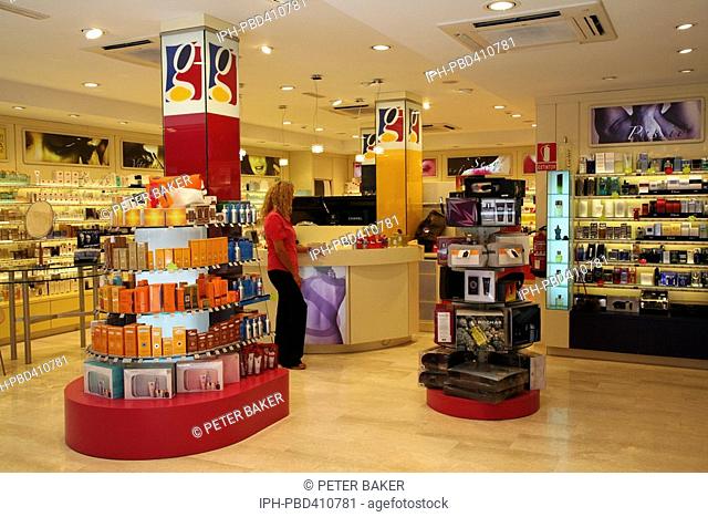 Andorra La Vella, capital city of the principality is a duty free shopping haven for visitors This perfume outlet is one of many