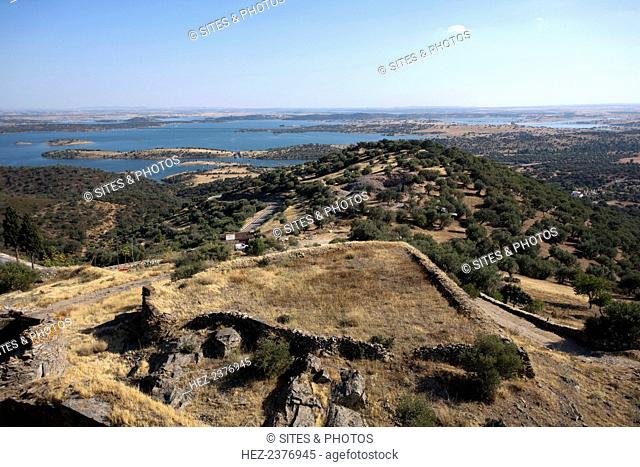 The lakes near Monsaraz, Portugal, 2009. Monsaraz is a small fortified medieval village that on stands on a hill overlooking the Guadiana River