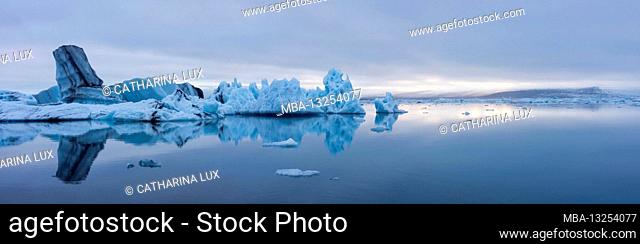 Panorama, Iceland, Jokulsarlon, glacier lagoon