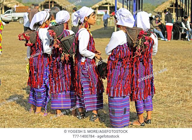 Tangsa Girls, Pangwa Tribes, at Namdapha Eco Cultural Festival, Miao, Arunachal Pradesh, India