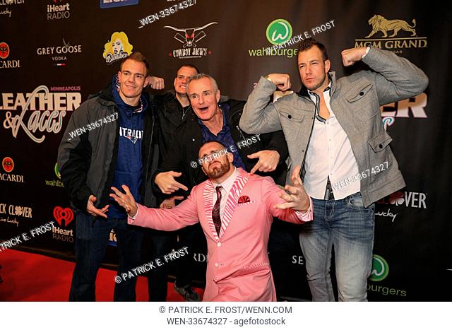 Leather & Laces Super Bowl 52 party Featuring: Gronkowski Brothers, Mojo Rawley Where: Minneapolis, Minnesota, United States When: 03 Feb 2018 Credit: Patrick E