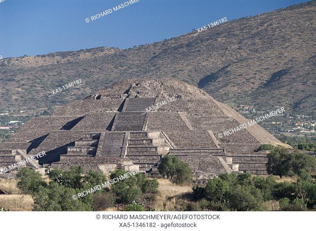 View of the Pyramid of the Moon from the Pyramid of the Sun, Archaeological Zone of Teotihuacan, State of Mexico, Mexico