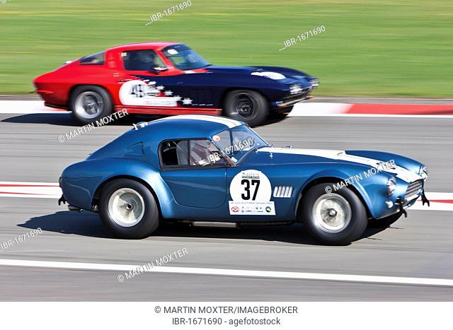 Race of post-war racing cars, Cobra and Corvette, at the Oldtimer Grand Prix 2010 on the Nurburgring race track, Rhineland-Palatinate, Germany, Europe