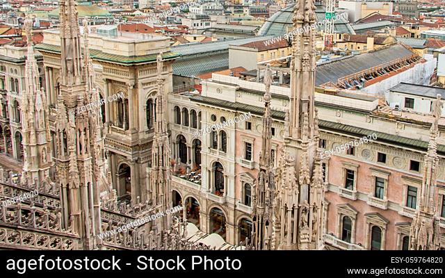 View from Milan Cathedral or Duomo di Milano, Italy
