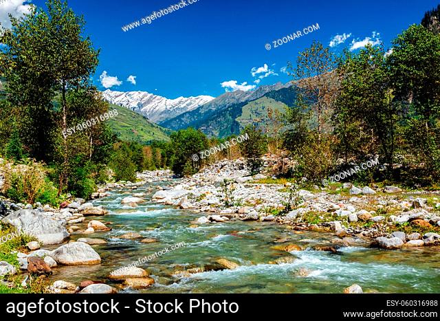Beas River, near Manali in Kullu Valley, Himachal Pradesh, India