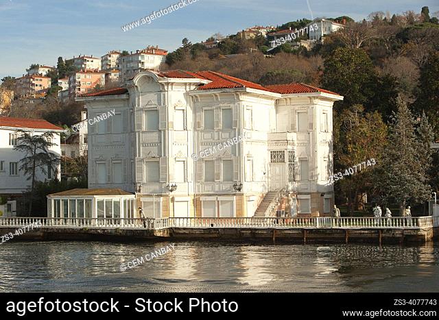View of the traditional seaside residence or so-called waterside mansion of Yagci Sefik Bey Yalisi in Kanlica village, a neighbourhood on the Asian side of the...