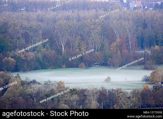 Germany, Baden-Wuerttemberg, Karlsruhe, view from the Turmberg to the Hub