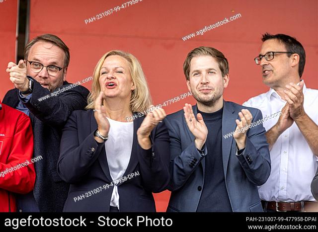07 October 2023, Hesse, Marburg: Federal Minister of the Interior Nancy Faeser, who is also the SPD's top candidate in Hesse