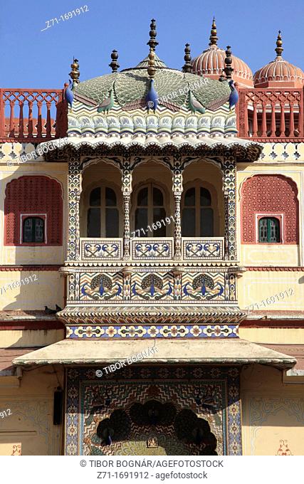India, Rajasthan, Jaipur, City Palace, Pitam Niwas Chowk, Peacock Gate