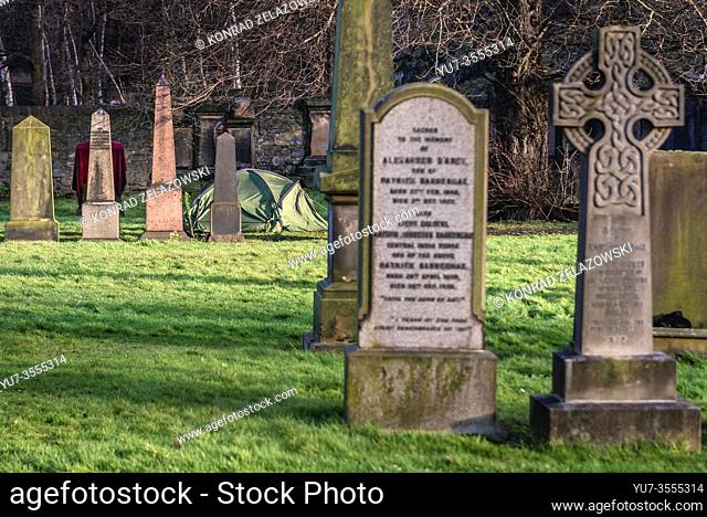 Cemetery of Parish Church of St Cuthbert in Edinburgh, the capital of Scotland, part of United Kingdom